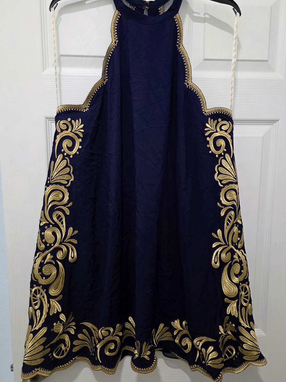 Lilly Pulitzer Navy and Gold Embroidered Mini Dress